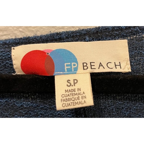 FREE PEOPLE BEACH Blue Rolled Sleeve Boho Blouse - Picture 3 of 7